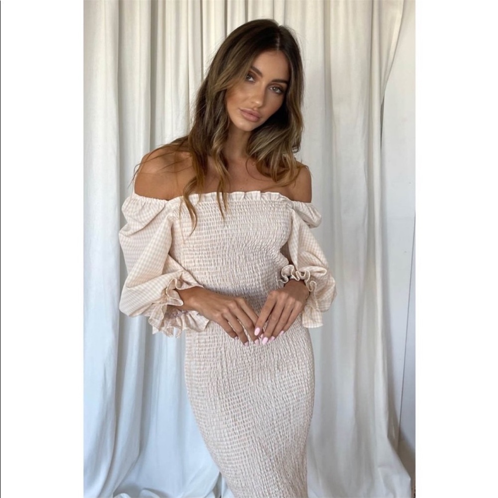 Sndysthelabel off the shoulder gingham dress!
